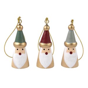 Holz Santa zum H&auml;ngen, 2,2x13cm, sortiert, SB-Btl. 3St&uuml;ck, bunt