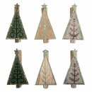 Filz + Holz Weihnachtsbaum auf Klammer, 3x5,2cm, SB-Btl. 6Stück, bunt