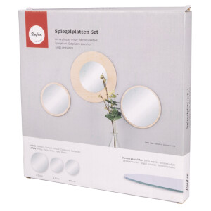 Spiegelplatten Set, Kanten geschliffen, 1 x 20cm ø + 2 x 15cm ø, Box 1Set