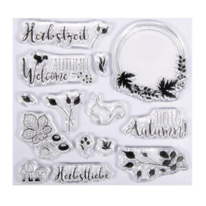 Clear Stamps - Herbstwald, 102,5x97mm, 14 Motive, SB-Btl. 1Bogen