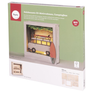 Holz Bausatz Campingbus, FSC Mix Credit, 24x24x6,5cm, 13-tlg. , Box 1Set, natur