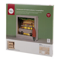 Holz Bausatz Campingbus, FSC Mix Credit, 24x24x6,5cm, 13-tlg. , Box 1Set, natur