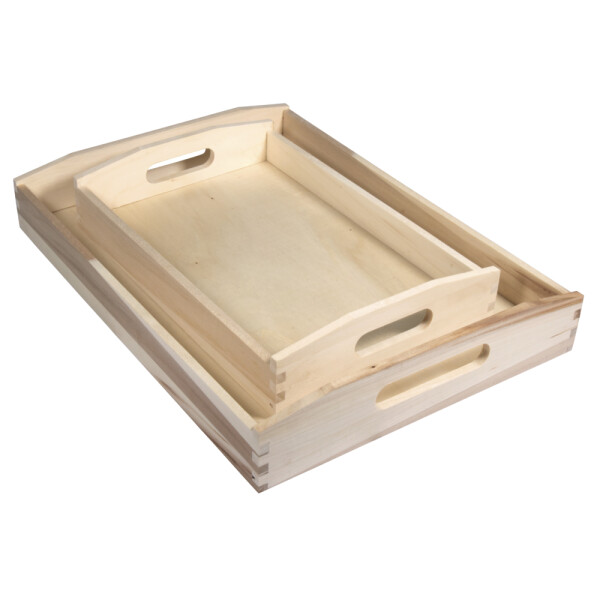 Holz Tablett Set, FSC 100%, 30x20cm + 39x28cm, natur