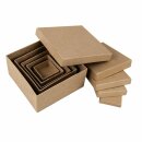 Pappmaché Boxen Set, FSC Recycled 100%, 5x5-14x14cm, quadratisch, 5-tlg.