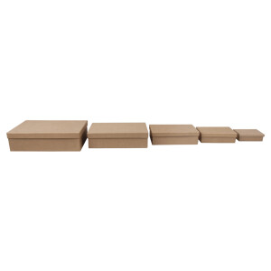 Pappmach&eacute; Boxen Set, FSC Recycled 100%, 10x7-26x17cm, rechteckig, 5-tlg.