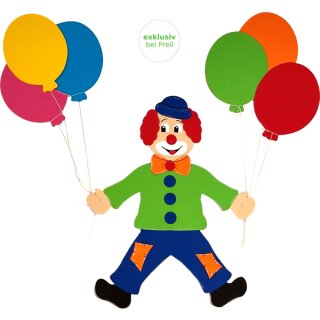 Bastelset Clown mit Luftballons, vorgedruckt, 2 Stück