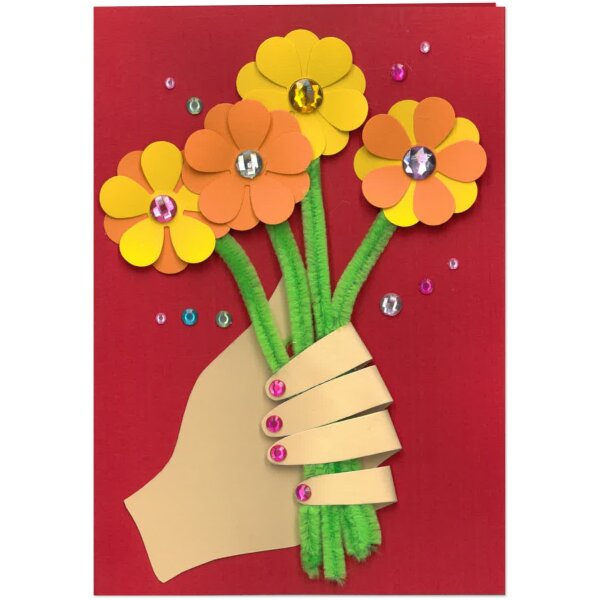 Bastelset Grußkarte Blumenstrauß von Prell, 4 Stück