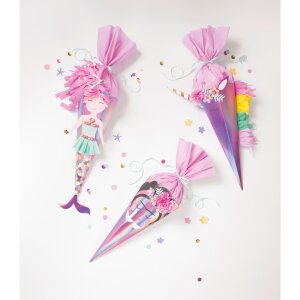 Schultüte Bastelset Unicorn School Einhorn, Frida oder Meerjungfrau, inkl. Schulstarterpaket GRATIS