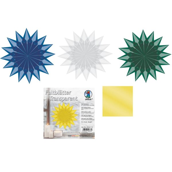 Faltblätter aus Transparentpapier Einzelfarben, 14 x...