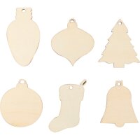 Weihnachtsschmuck aus Holz, 90 Stück