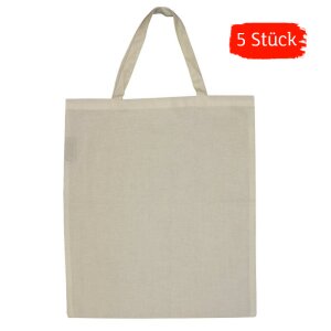 Einkaufstasche 38 x 42 cm, 5 St&uuml;ck Baumwolle natur
