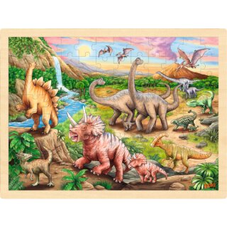Einlegepuzzle Dinosaurierwanderung, 40 x 30 x 0,8 cm, 96teilig