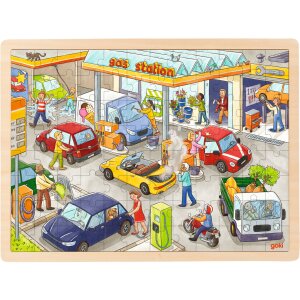 Einlegepuzzle Tankstelle, 40 x 30 x 0,8 cm, 96teilig