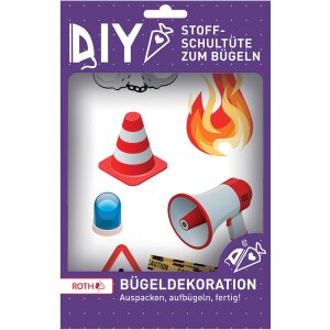 Bügeldekoration Notruf für Schultüten