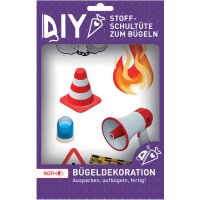 Bügeldekoration Notruf für Schultüten