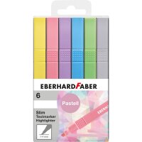 Textmarker Slim pastell, 6 Stück, von Eberhard Faber