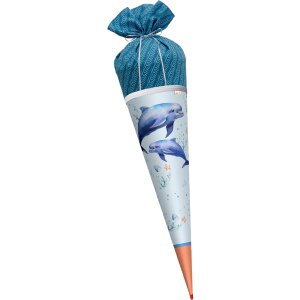 Motivschultüte Delfin Duo, mit Stoffverschluss rund...