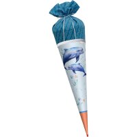 Motivschultüte Delfin Duo, mit Stoffverschluss rund von Roth, inkl. Schulstarterpaket GRATIS