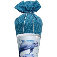 Motivschultüte Delfin Duo, mit Stoffverschluss rund von Roth, inkl. Schulstarterpaket GRATIS