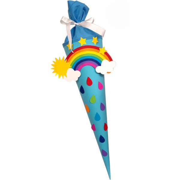 Schultüte Bastelset Regenbogen hellblau von Prell, inkl. Schulstarterpaket GRATIS
