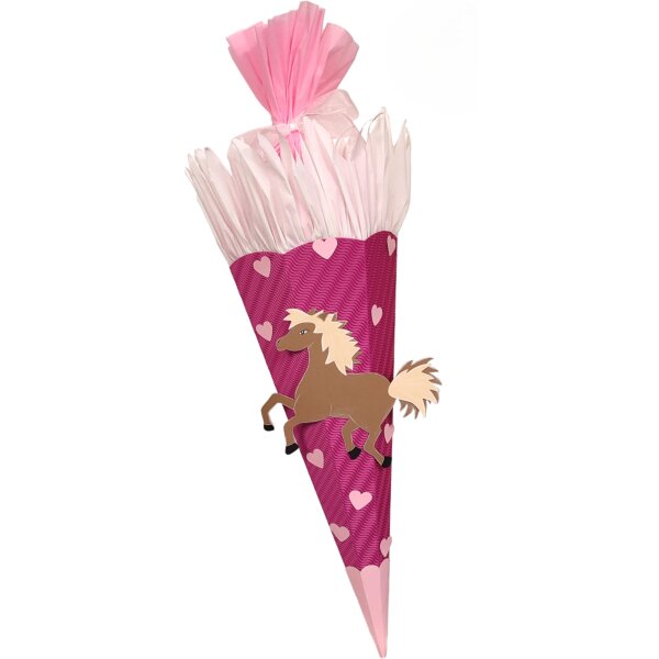 Schultüte Bastelset Pferd pink von Prell, inkl. Schulstarterpaket GRATIS