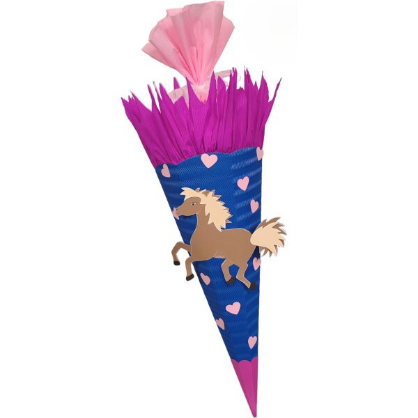 Schultüte Bastelset Pferd blau von Prell, inkl. Schulstarterpaket GRATIS
