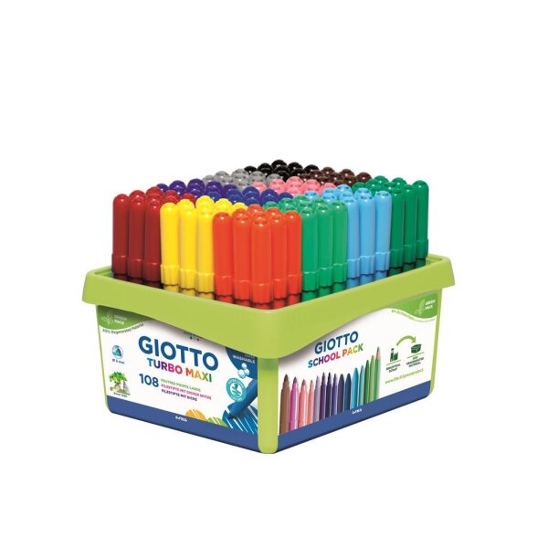 Giotto Turbo Maxi Fasermaler 108 Stifte in 12 Farben sort. Box