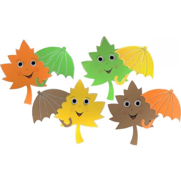 Bastelset Herbstblätter mit Regenschirm von Prell, 8 Stück