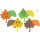 Bastelset Herbstblätter mit Regenschirm vorgedruckt, 8 Stück