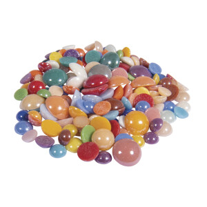 Diamond Glas Mosaiksteine, rund, 0,65-1,15cm, sortiert,...