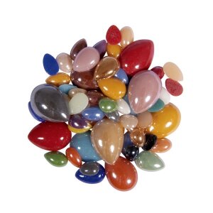Diamond Glas Mosaiksteine, tropfenf&ouml;rmig, 0,8-1,7cm, sortiert, SB-Box 180g, bunt
