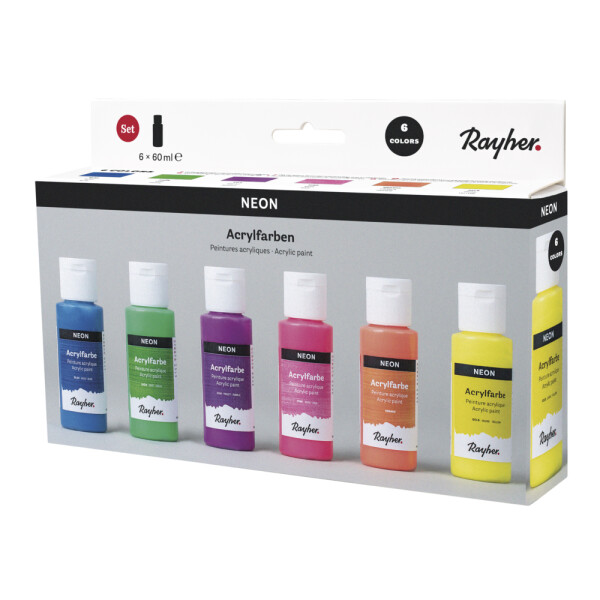 Acrylfarben Set Neon, 6 Farben à 60ml