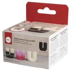 Silikon Gie&szlig;form Kerze U-Form geriffelt, 8,4x3,9cm, H&ouml;he 8,6cm, Box 1St&uuml;ck