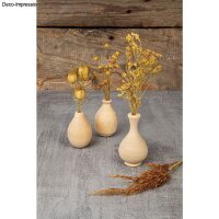 Holz Deko Vase, mini, 4,8-6,4cm, sortiert, PVC-Box 3Stück, natur