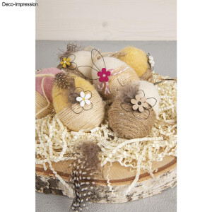 Holz Streuteile Bl&uuml;ten, FSC Mix Credit, &oslash;1-2,5cm, sortiert, SB-Btl. 26St&uuml;ck, natur
