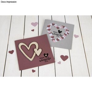 Holz Deko Herz, FSC Mix Credit, &oslash;5-10cm, sortiert, SB-Btl. 12St&uuml;ck, natur