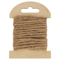 Wollkordel mit Jutekern, 5mm ø, SB-Holzkarte 3,5m, karamell