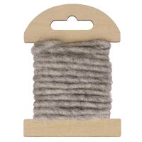 Wollkordel mit Jutekern, 5mm ø, SB-Holzkarte 3,5m, hellgrau
