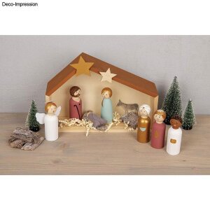 Holz Haus Schr&auml;gdach, FSC 100%, 22x5,6x15cm, natur