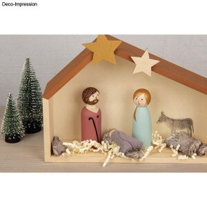 Holz Haus Schr&auml;gdach, FSC 100%, 22x5,6x15cm, natur
