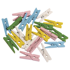 Mini Holzw&auml;scheklammern, FSC 100%, 2,5cm, sortiert, SB-Btl. 20St&uuml;ck, bunt
