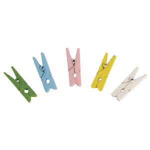 Mini Holzw&auml;scheklammern, FSC 100%, 2,5cm, sortiert, SB-Btl. 20St&uuml;ck, bunt