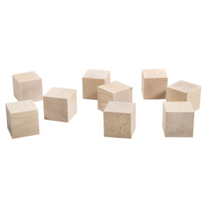 Holz W&uuml;rfel, FSC 100%, 4,5x4,5x4,5cm, Box 9St&uuml;ck, natur