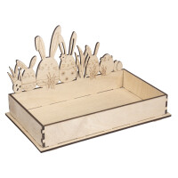 Holztablett Osterhasen, FSC Mix Credit, 20x12x12,5cm, SB-Btl. 1Set, natur