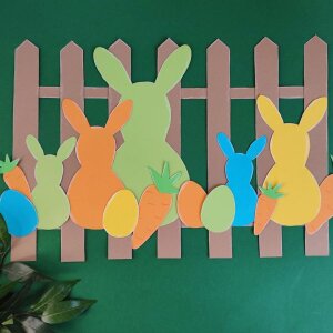 Bastelset Fensterbild Hasen am Zaun von Prell, 2er Set