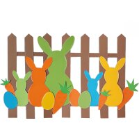 Bastelset Fensterbild Hasen am Zaun von Prell, 2er Set