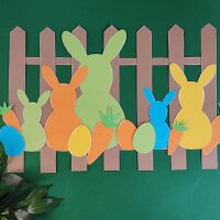 Bastelset Fensterbild Hasen am Zaun von Prell, 2er Set