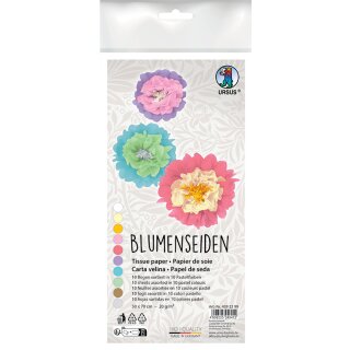 Blumenseidenpapier pastell, 10 Bogen in 10 Farben