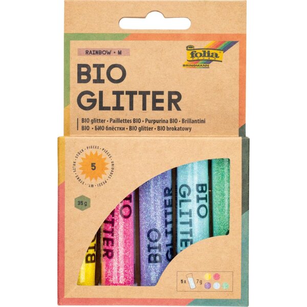 BIO Glitter Mix Rainbow M, 5 Tuben