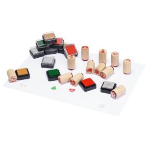 Holzstempel Weihnachten mit Sunny, 24er Set